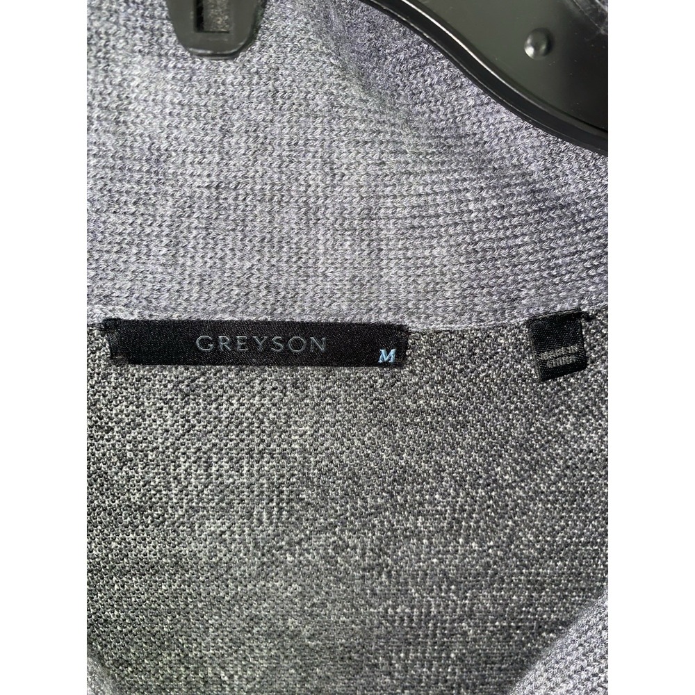 Greyson Wolf Cardigan Sweater Shawl Mens Medium Gray Black All Over Print - Picture 3 of 4